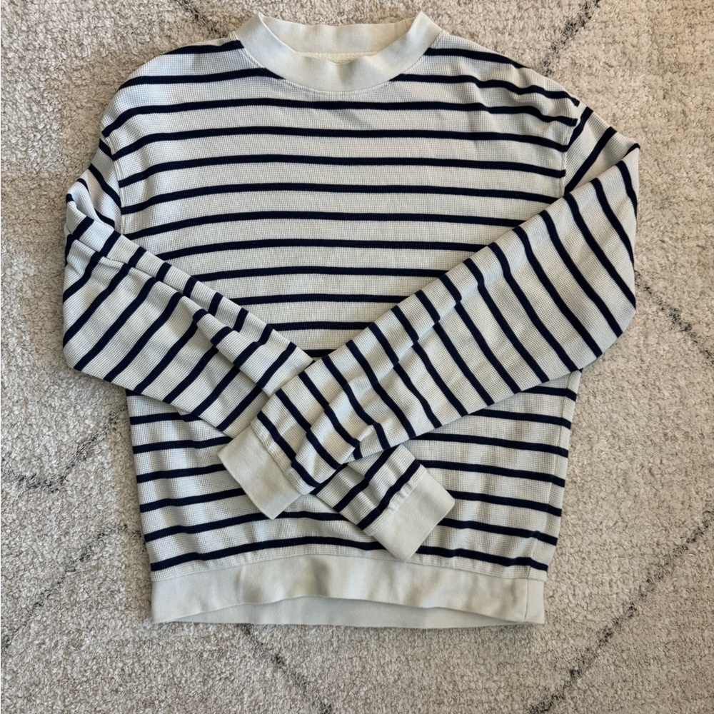 Able Blue and White Crewneck Top